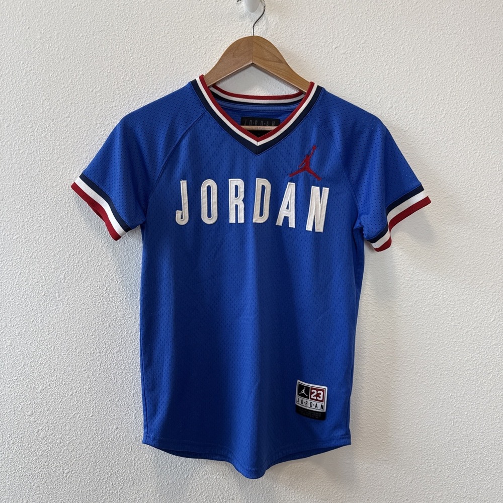 Jordan Air Jordan 23 Red White Blue V Neck Jersey Teens/Youth Size Medium